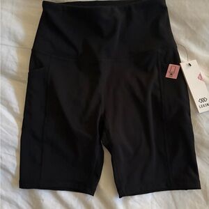 LEG3ND Black Women's High Waisted Compression Biker Shorts
